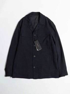 Massimo Dutti Navy Blue Technical Light Wool Overshirt Jacket Small SS23